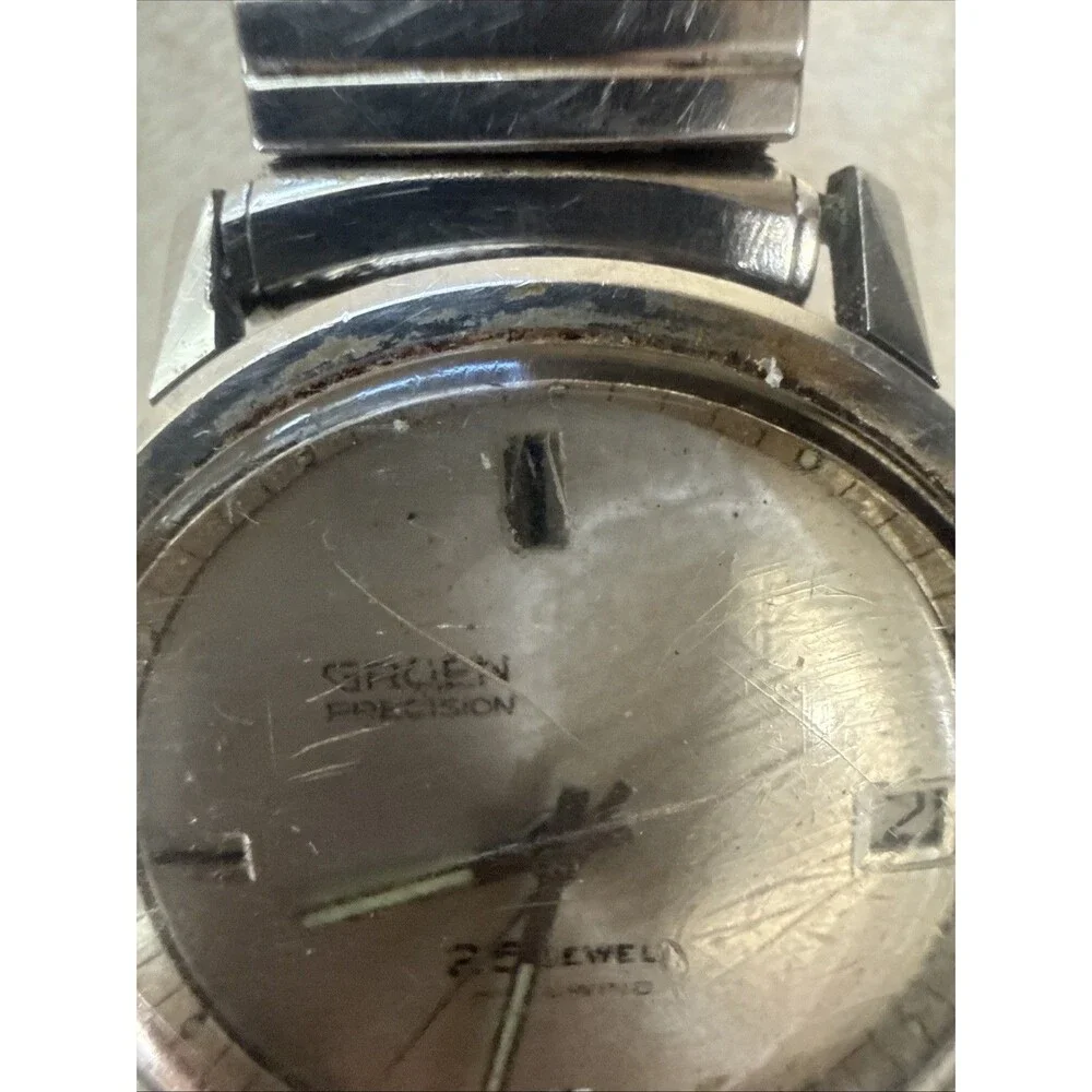 Gruen Precision Cal.712CA Date 25 Jewels Swiss Made Mens Automatic Watch, Runs